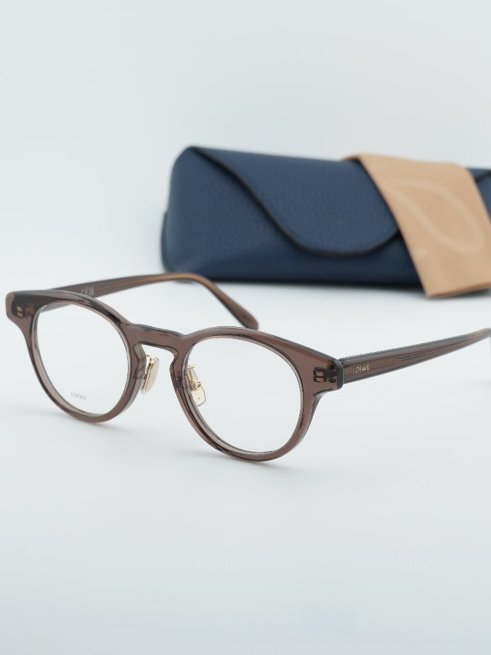 Loewe LW50085F 050 Unisex Round Eyeglasses - Shiny Brown 49mm